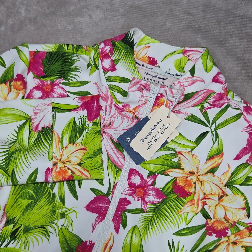 Tommy Bahama Active Sz S Tropical Orchid UPF 50 1/4 Zip Pullover 3/4 Sleeve NEW
